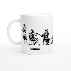 Personalized Flutist Mug - Custom Flute Player Gift, Musician Sketch Art, White 11oz Ceramic Mug