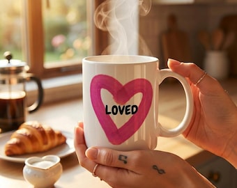 Just Love - White glossy LOVE MUG 11oz Gift For Valentines Day Couples