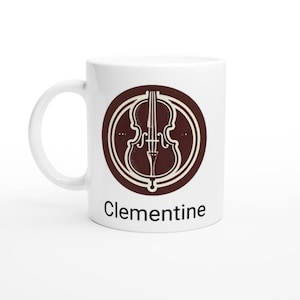Taza de violonchelista personalizada con nombre - Taza de café de cerámica personalizada con 11 letras y logotipo de violonchelo - Regalo ideal para músicos y amantes del violonchelo
