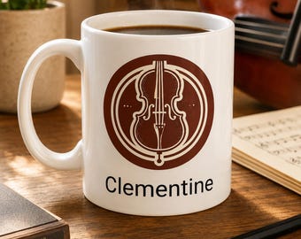 Personalized Cellist Coffee Mug: Custom Name Cello Logo