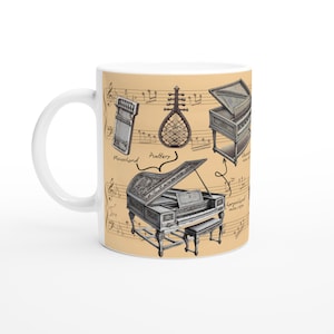 Vintage-inspirierte Instrument Evolution Tasse - Musikalische Klavier Geschichte Timeline Geschenk