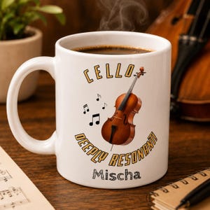 Cello Music Mug: Deeply Resonant Ceramic Mug - 11oz