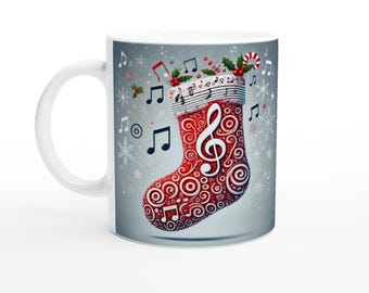 Taza navideña con calcetín musical: regalo musical festivo