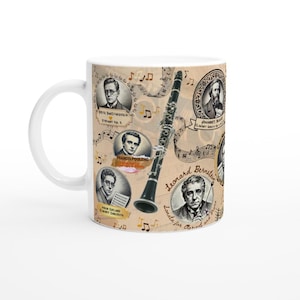 CLARINET MUG, Musical History, Clarinetist Gift, Clarinet Teacher Gift, Clarinet Player Gift, Classic Music Gift, Orchestra, Music Lover Mug