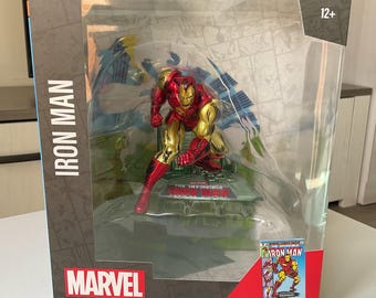 McFarlane Toys The Invincible Iron Man Figura de ação inspirada em quadrinhos com caixa de 11 cm