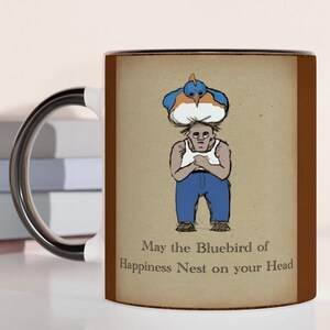 Taza Sarcástica de Pájaro Azul: Taza de cerámica de 325 ml de inspiración vintage con arte dibujado a mano para almas gruñonas, humor irónico y gráficos divertidos.
