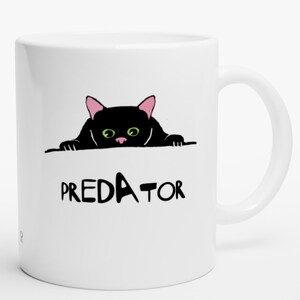 Predator Cat Mug - Pouncing Kitty Coffee Cup - Fun Gift for Cat Lovers