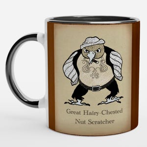Taza con forma de pez peludo, ideal para rascar nueces. Divertida taza de cerámica con forma de pájaro matón, arte masculino peculiar, taza rara, taza machista, tipo tranquilo, fumador de puros.