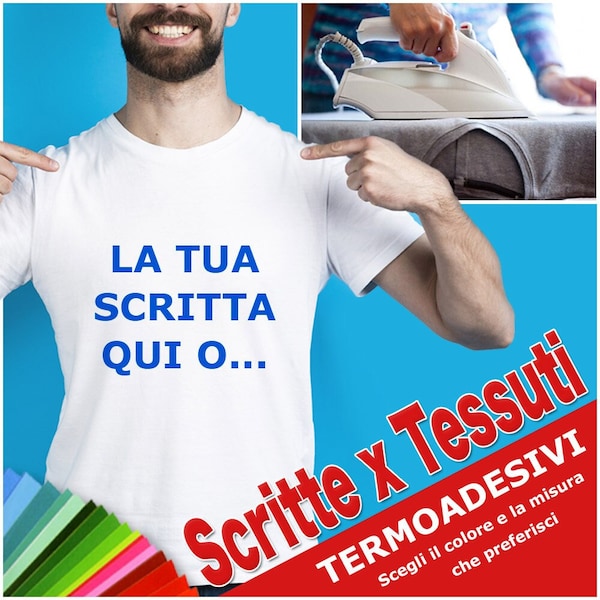 Scritte Adesive Personalizzate per Tessuti - Termoadesive - Facili da Applicare con Ferro da Stiro, Ideali per Cotone e Tessuti Misti