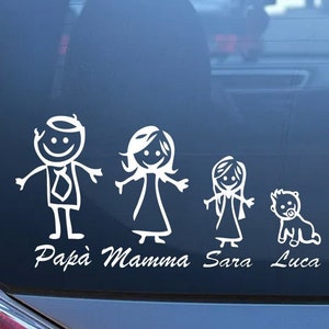 Adesivi famiglia a bordo per vetri auto personalizzati colorati tanti soggetti disponibili bimbo a bordo mamma papà Sticker baby on board