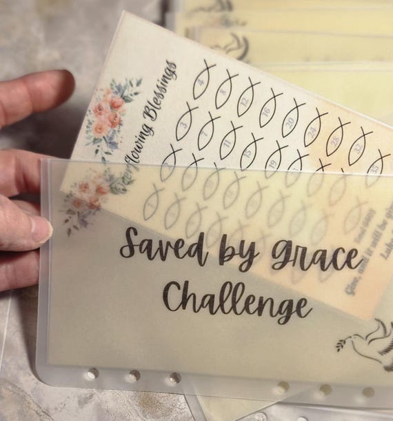 Bible verse savings trackers and vellum envelopes cash stuffing 28 pieces a6