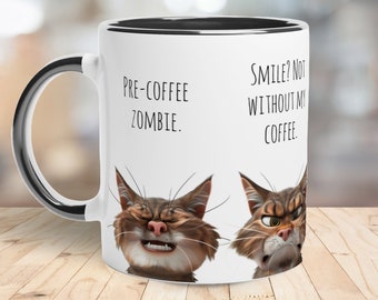 Funny Cat Faces Coffee Mug, Cat Lover Gift