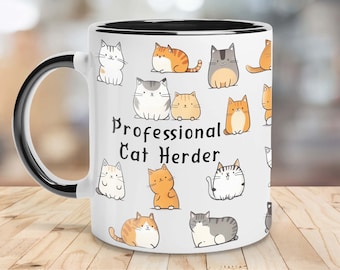 Professional Cat Herder Mug, Cute Cat Lover Coffee Cup