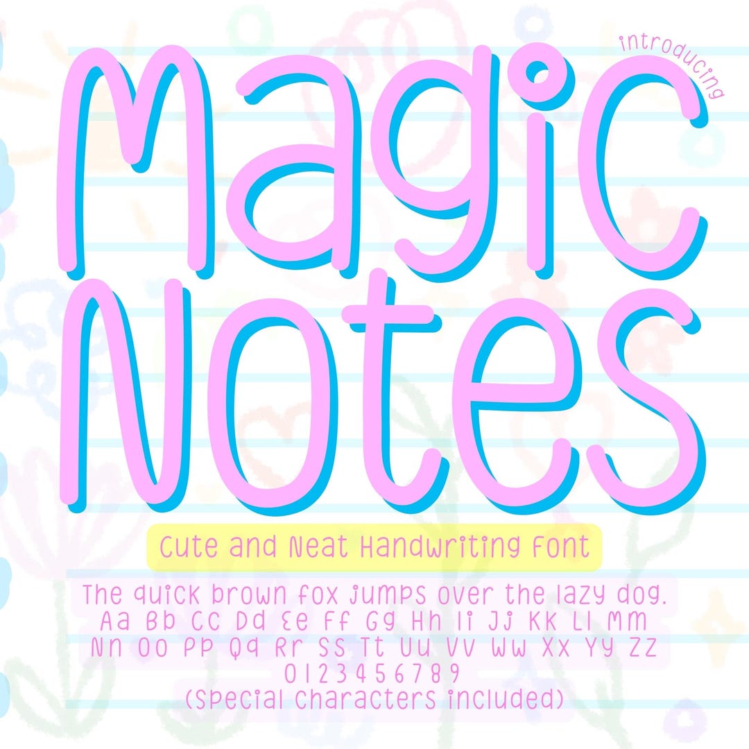 Magic Notes Pinterest Magic Notes Handwriting Font – Cute Neat Tidy Handwritten Font for ...