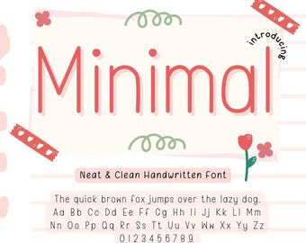 Minimal Font - Neat & Tidy Handwritten Font, Goodnotes Font, Planner Font, Procreate Font, Minimalist Handwritten Font, Cute Font, Ipad Font