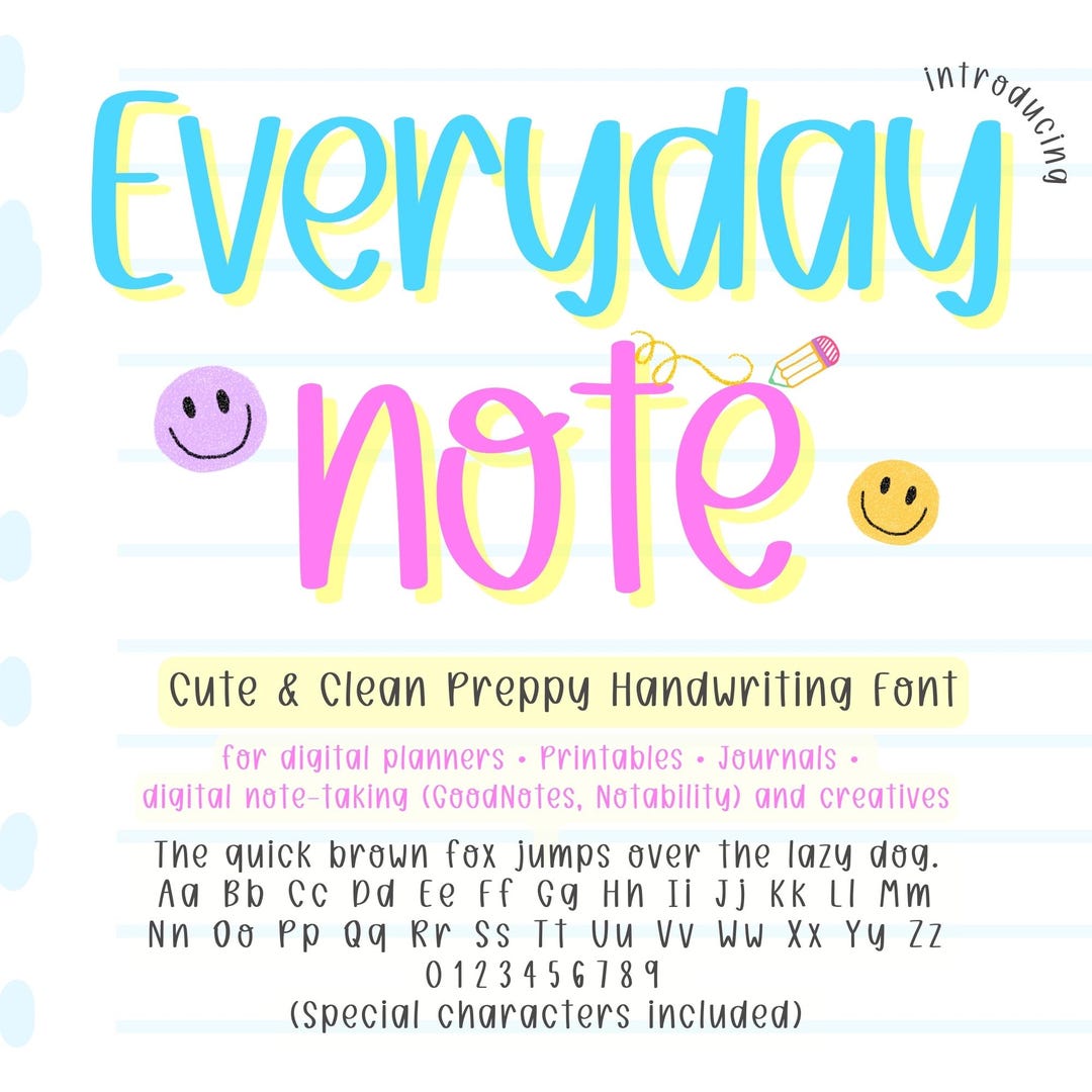 Clean Preppy Handwriting Font, Neat Handwritten for Planner, Goodnotes ...