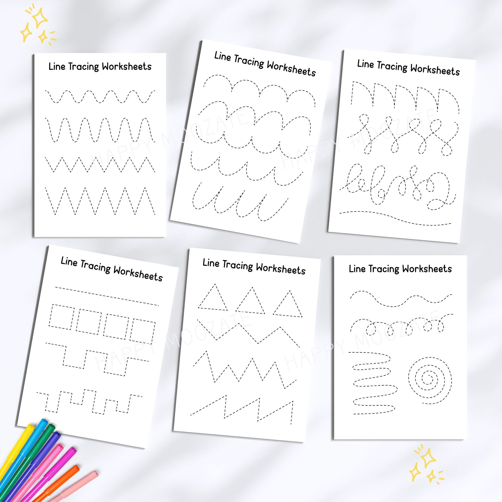 Pre Writing Worksheets.pdf Line Tracing Worksheets: Prewriting Practice (PDF) - Etsy