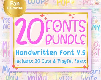 Neat Handwriting Font Bundle V.5: 20 fuentes manuscritas para notas, diarios, planificadores, Canva, Goodnotes