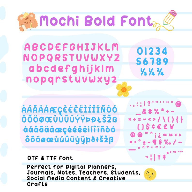 Mochi Bold Font: Chunky Handwritten Font for Planners (OTF, TTF Digital ...