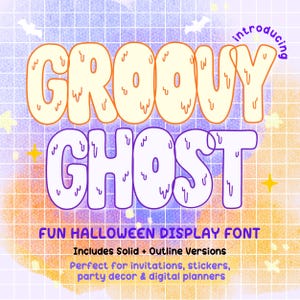 Groovy Ghost Font Duo: Retro Spooky Halloween Display-typsnitt (OTF och TTF) för Cricut, Canva