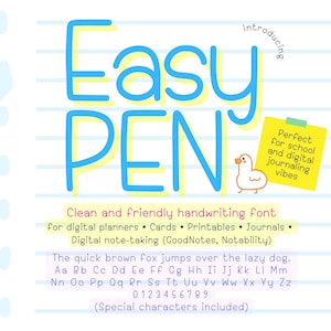 Handwriting font, neat handwritten font, note taking font for Goodnotes, digital planner, iPad font, study notes, Back to school, Easy Pen