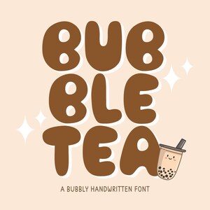 Bubble Font, Bubbly Handwritten Font, Display Font, Retro Font, Groovy Font, Boho, Cute Font, Quirky Font for Procreate, Cricut | Bubble Tea