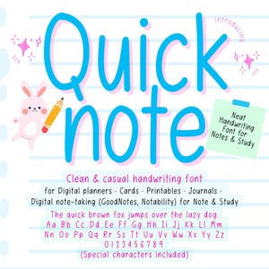 Handwriting font, neat handwritten font, simple clean font for Goodnotes, digital planner, iPad font, study notes, Back to school, QuickNote