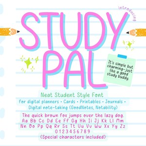 Handwriting font, neat handwritten font, simple clean font for Goodnotes, digital planner, iPad font, study notes, Back to school, Study Pal