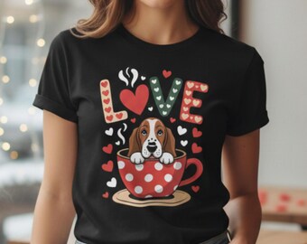Dog Is My Valentine Coffee Lover T-Shirt | Cute Dog Valentine Tee