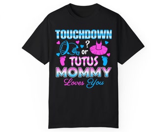 Touchdown- of tutu-shirt voor geslachtsbekendheid: babyshower voetbalballet