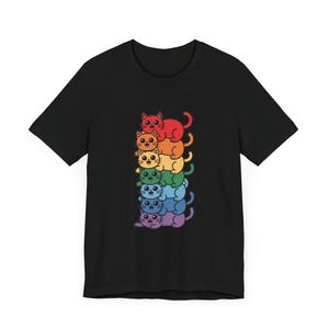 Rainbow Cat Unisex Tee LGBT Pride Gift, Gay Ally Shirt, Cute Kitty Stack T-Shirt, Colorful Animal Top, LGBTQ Supporter Apparel