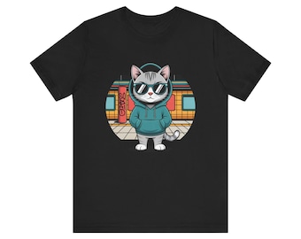 Urban Cat T-Shirt: Graffiti Kitty in Hoodie & Shades