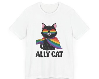 Grappig shirt Ally Cat: LGBT Pride Rainbow-T-shirt