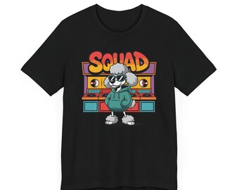 Hip-Hop Poodle Graphic Tee: Retro Record Store Design
