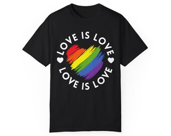 Love is Love T-shirt met regenbooghart - LGBTQ-uniseks T-shirt Pride Month