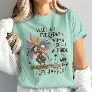 Idioter händer T-shirt rolig sarkastisk fågel T-shirt, kvick attityd T-shirt för kontor & kollega gåva, humoristisk citat T-shirt, udda djur T-shirt