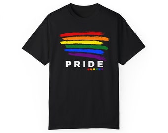 Gay Pride-T-shirt: LGBTQ Rainbow Love, uniseks kledingstukgeverfd T-shirt