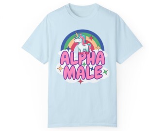 Ironisch T-shirt Alpha Male Unicorn: Sarcastic Rainbow Graphic T-shirt