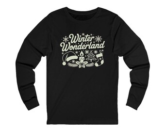Winter Wonderland T-shirt met lange mouwen, grafisch vakantieshirt