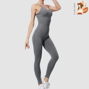 Women's Textured Jumpsuit With Scrunch Butt Tiktok Leggings, Butt Lift  Activewear Set, Sculpting Top and Leggings for Workout, Gym Workout 