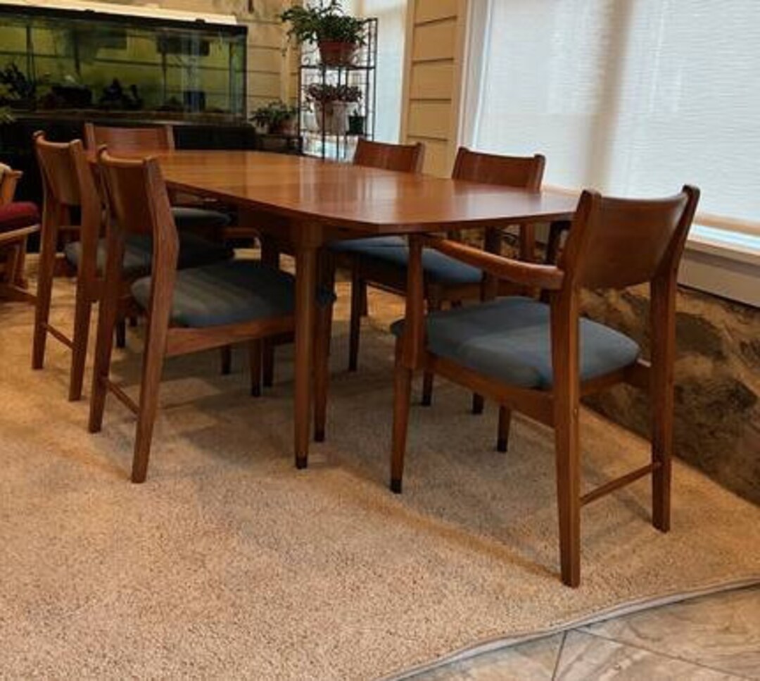 Vintage Drexel Heritage Biscayne Walnut Dining and Living Room Set Mid ...