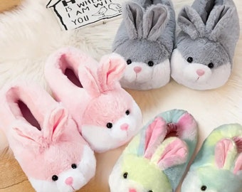 Funny Cartoon Bunny Home Warm Slippers, Soft Sole Lightweight Slip On Fuzzy