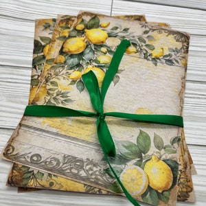 Páginas de Junk Journal - 8 páginas de diario basura El diario Tuscany Lemons suministra papeles de scrapbooking efímeros papeles de diario basura