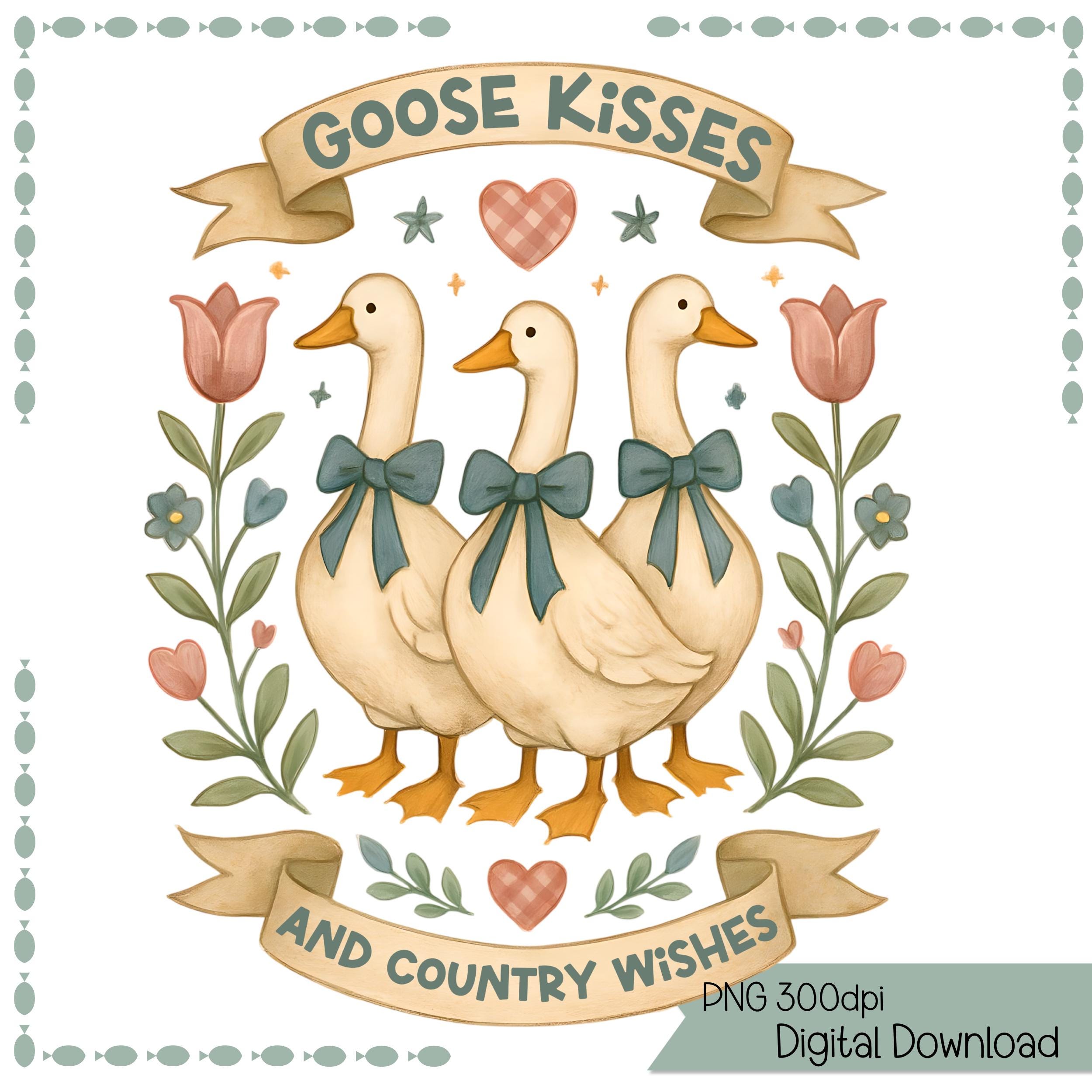 Vintage Blue Ribbon Goose Png, Retro Goose Sublimation, Cute 1980s ...