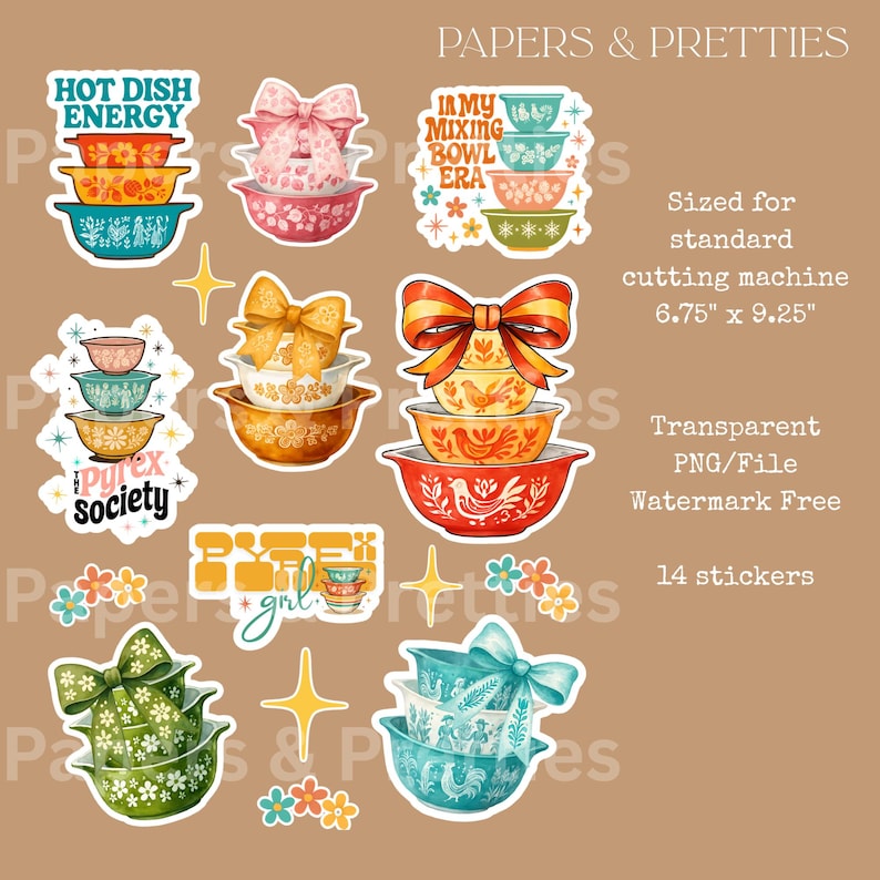 Pyrex Stack Sticker Pyrex Kitchenware Sticker Sheet, Pyrex Girl, Vintage Kitchenware, Print ...