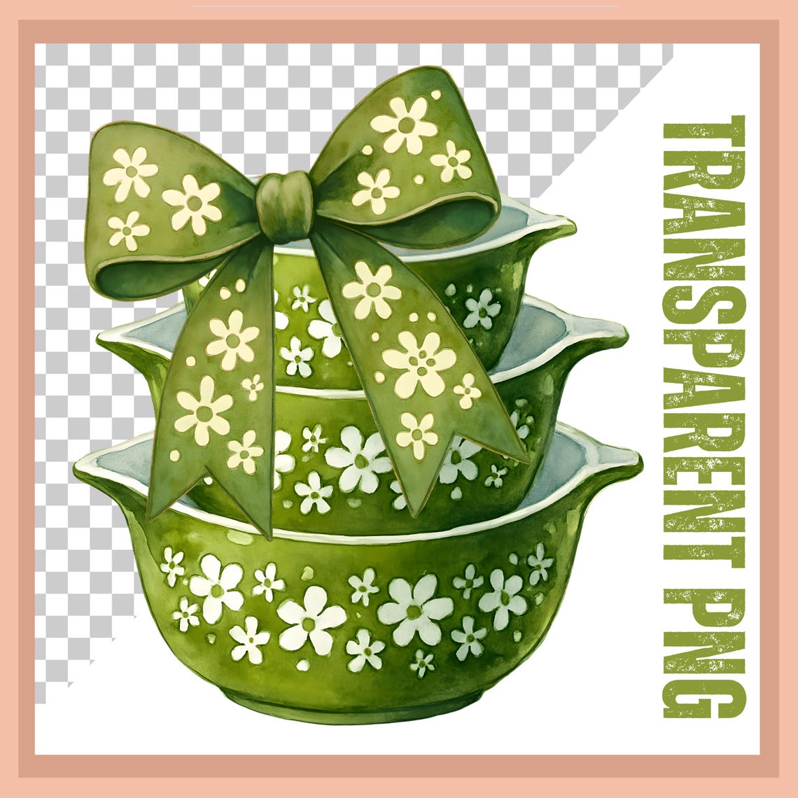 Pyrex Bowl Stack With Coquette Bows, PNG Bundle T-shirt Design ...