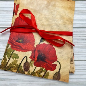 Pages de journal indésirable Champ de coquelicots - 12 pages de journal indésirable Journal fournitures scrapbooking 12 modèles découpés à la main