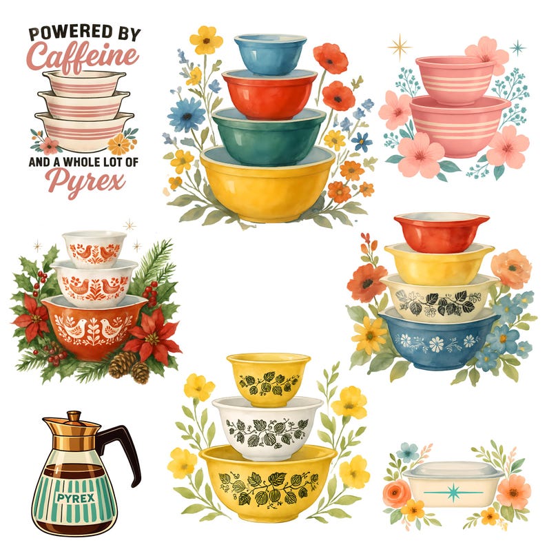 Vintage Pyrex Mega Store Bundle - 150 Pyrex PNG Designs - Commercial ...