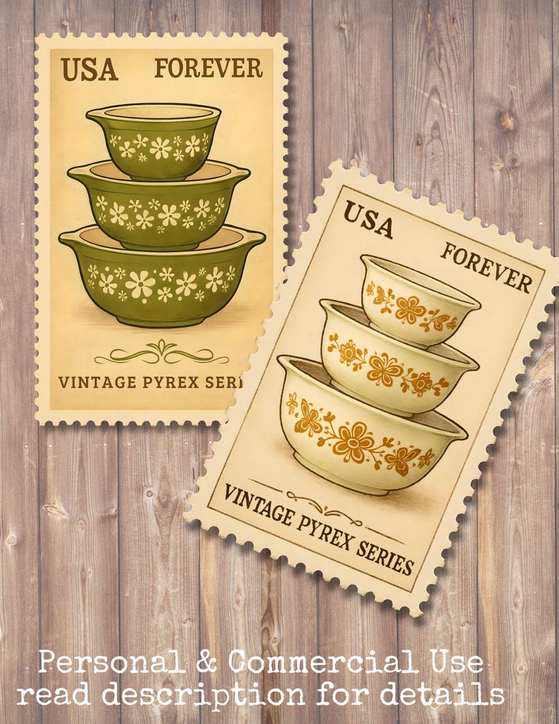 Vintage Pyrex Postage Stamp PNG, Pyrex Inspired, Clipart, Butterprint ...