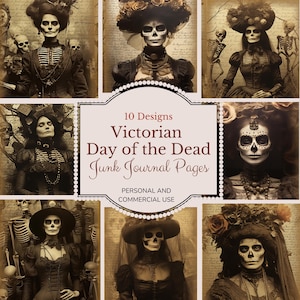 Druckbare Dia De Los Muertos Digital Papier, Tag der Toten Hintergrund, La Catrina Sugar Skulls Seiten, Download Junk Journal, Scrapbooking